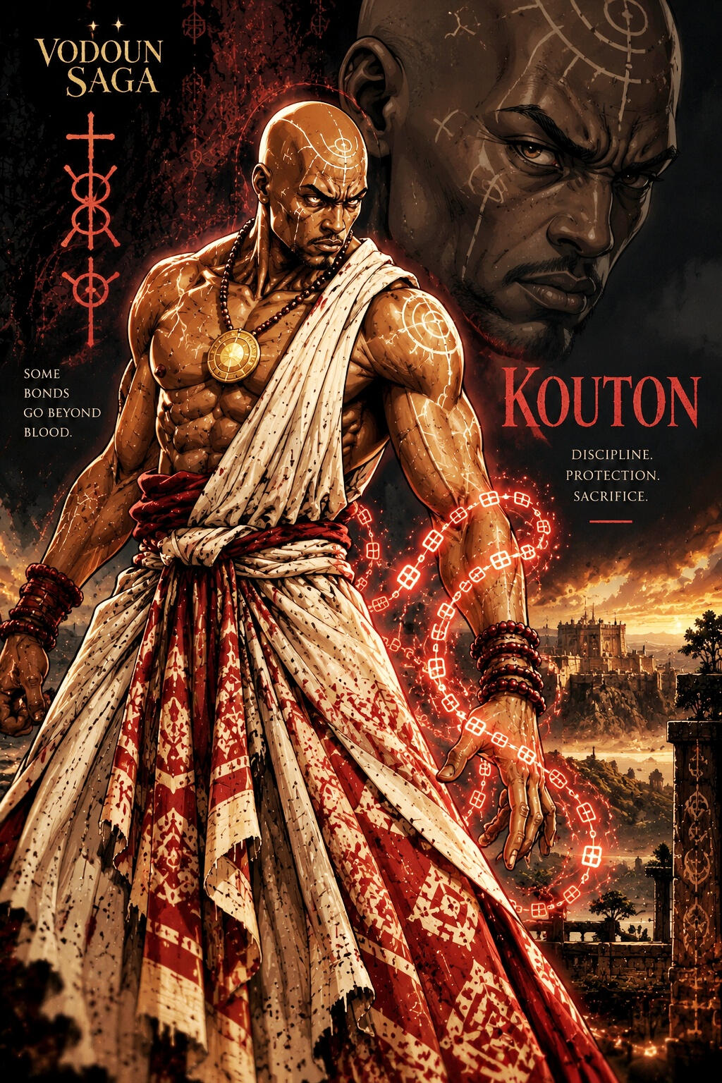 Vodoun_Saga_Caracters_KOUTON.jpeg Vodoun Saga, inspired by the Kingdom of Danxomè, Vodoun_Saga_Caracters. KOUTON, protector of the chosen.