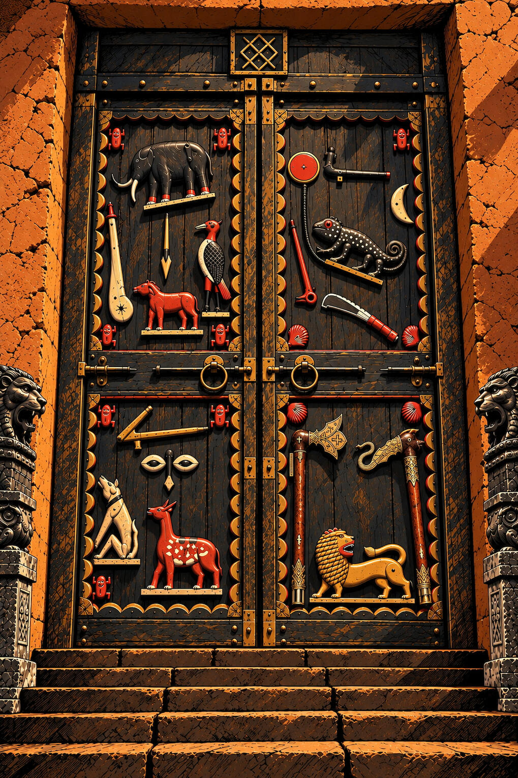 Vodoun Saga, inspired by the history of kingdom of Danxomè.Vodoun_Saga_Sacred_Relics_THE _SACRED_GATE_OF_DANXOMÈ. Origin: unreaveled.